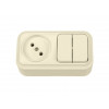 Блок выкл. 2 клав. + розетка (открытая, б/з) бежевая, Вариант, BYLECTRICA