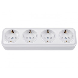 Розетка 4-ая (открытая, с/з, з/ш) белая, Вариант, Bylectrica