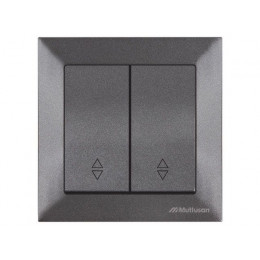 Выключатель проходной 2-клав. (скрытый, винт. зажим) дымчатый, DARIA, MUTLUSAN