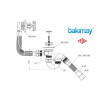 Сифон для ванны автомат U-образный с выпуском и переливом, с гибкой трубой 40х40/50, BAKIMAY