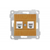 Розетка телефонная + компьютерная (RJ12+Cat5e, скрытая, без рамки) дуб, RITA, MUTLUSAN