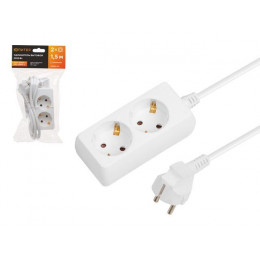 Удлинитель 1,5м (2 роз., 2,2кВт, с/з, ПВС 3х0,75) Юпитер