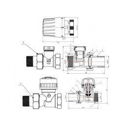 Комплект кранов прямой 1/2" для радиатора с термоголовкой, AV Engineering (инд. упак.)