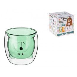 Стакан стеклянный с двойными стенками, 250 мл, зеленый, серия Bear, PERFECTO LINEA