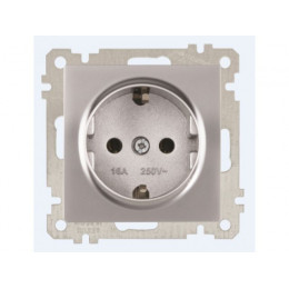 Розетка 1-ая (скр, б/рамки, с/з) серебро, CANDELA (DARIA), MUTLUSAN