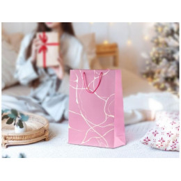 Пакет подарочный с ручками, 42х31х12 см., розовый, серия Amelia, PERFECTO LINEA