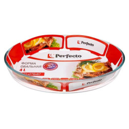 Форма из жаропрочного стекла, 4.0 л, овальная, 391x276x67 мм, PERFECTO LINEA