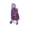 Сумка-тележка хозяйственная на колесах 30 кг, фиолетовая, цветы, PERFECTO LINEA