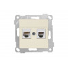 Розетка телефонная + компьютерная (RJ12+Cat5e, скрытая, без рамки) кремовая, RITA, MUTLUSAN