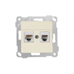 Розетка телефонная + компьютерная (RJ12+Cat5e, скрытая, без рамки) кремовая, RITA, MUTLUSAN