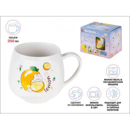 Кружка керамическая, 350 мл, Sweet fruits, лимон, PERFECTO LINEA