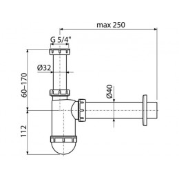 Сифон для умывальника DN40 c накидной гайкой 5/4, Alcaplast