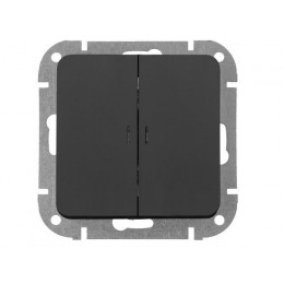 Выключатель 2 клав. (cкрытый, 10А) со световой индикацией карбон, Astrum, BYLECTRICA