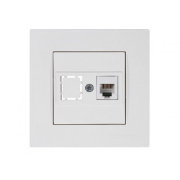 Розетка телефонная 1хRJ12 (скрытая, RJ12) белая, RITA, MUTLUSAN