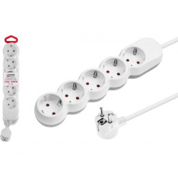 Удлинитель 1,5м (5 роз., 2,2кВт, с/з, ПВС 3х0,75) LEIDEN ELECTRIC