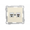 Розетка телефонная + компьютерная (RJ12+Cat5e, скрытая, без рамки) кремовая, DARIA, MUTLUSAN