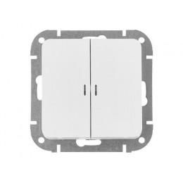 Выключатель 2 клав. (cкрытый, 10А) со световой индикацией белый, Astrum, BYLECTRICA