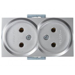 Розетка 2-ая (скрытая, б/з) серебро, RITA, MUTLUSAN