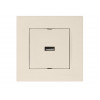 Розетка 1-ая USB (скрытая, горизонт.) кремовая, RITA, MUTLUSAN