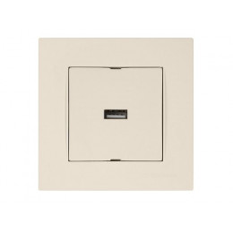 Розетка 1-ая USB (скрытая, горизонт.) кремовая, RITA, MUTLUSAN