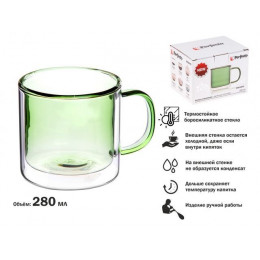 Кружка стеклянная с двойными стенками, 280 мл, лес, серия ENCANTO, PERFECTO LINEA
