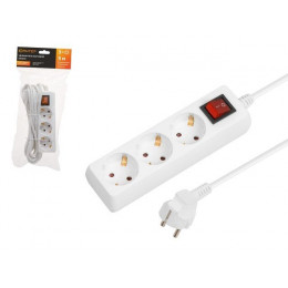 Удлинитель 5м (3 роз., 2,2кВт, с/з, выкл, ПВС 3х0,75) Юпитер