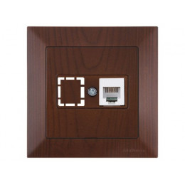 Розетка телефонная 1хRJ12 (скрытая) орех, DARIA, MUTLUSAN