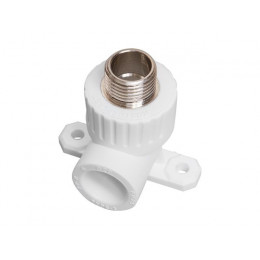 Колено ПП комб. с креплен. нар. 20х1/2", бел. РТП