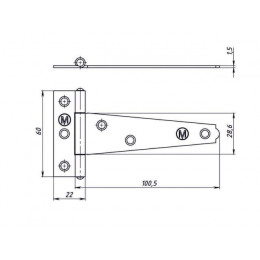 Петля-стрела 100 мм, белый цинк STARFIX