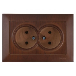Розетка 2-ая (скрытая, б/з) орех, DARIA, MUTLUSAN