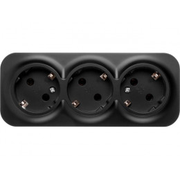 Розетка 3-ая (открытая, с/з) черная, Bailly, LEIDEN ELECTRIC