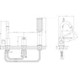 Смеситель для ванны (Lt) D35, серия Lotus черный, a-five