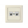 Розетка компьютерная 2xRJ45 (Cat5e, скрытая) кремовая, DARIA, MUTLUSAN