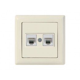 Розетка компьютерная 2xRJ45 (Cat5e, скрытая) кремовая, DARIA, MUTLUSAN