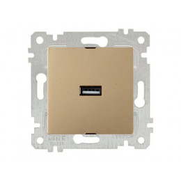 Розетка 1-ая USB (скрытая, без рамки) золото, RITA, MUTLUSAN