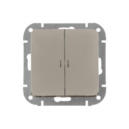 Выключатель 2 клав. (cкрытый, 10А) со световой индикацией песочный, Astrum, BYLECTRICA