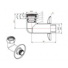 Американка угловая 3/4" вн. х 1/2" нар. ХРОМ, AV Engineering (2 шт. в уп.)