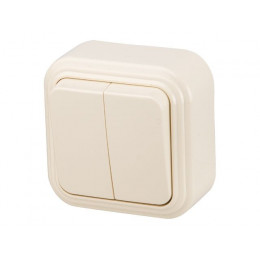Выключатель 2 клав. (открытый, до 6А) бежевый, Стандарт, Юпитер