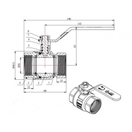 Кран шаровый 1" вн.-вн. ручка PN40, AV Engineering