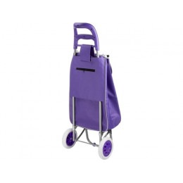 Сумка-тележка хозяйственная на колесах 30 кг, фиолетовая, полоска, PERFECTO LINEA