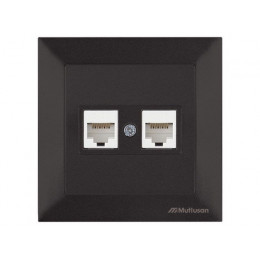Розетка компьютерная 2xRJ45 (Cat6, скрытая) черная, DARIA, MUTLUSAN