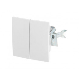 Выключатель 2 клав. (cкрытый, 6А) белый, Стандарт, Юпитер