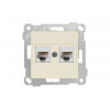 Розетка компьютерная 2xRJ45 (Cat5e, скрытая, без рамки) кремовая, RITA, MUTLUSAN