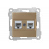 Розетка компьютерная 2xRJ45 (Cat6, скрытая, без рамки) золото, RITA, MUTLUSAN