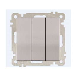 Выключатель 3-клав. (скрытый, без рамки, пруж. зажим) серебро, DARIA, MUTLUSAN