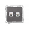 Розетка телефонная + компьютерная (RJ12+Cat5e) дымчатая, ELITRA, MUTLUSAN