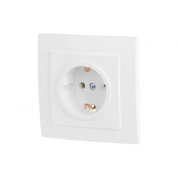 Розетка 1-ая (скрытая, с/з) белая, Стандарт, Юпитер