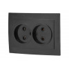 Розетка 2-ая (скрытая, б/з) черная, Стандарт, Юпитер
