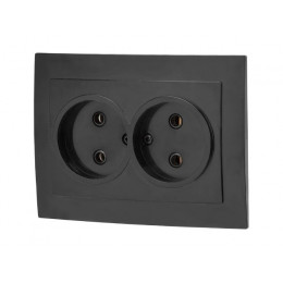 Розетка 2-ая (скрытая, б/з) черная, Стандарт, Юпитер