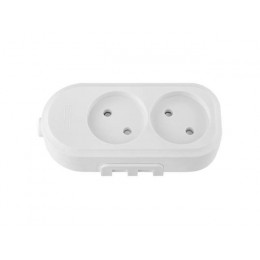 Розетка 2-ая переносная (б/з, 16А, 250В, з/ш) белая, BYLECTRICA